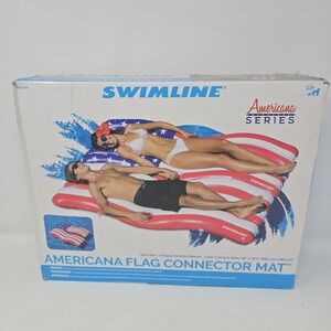 American Flag 4th Of July Pool River Floats Swimline Connector Rafts 78.5" New